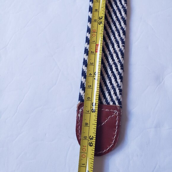 J. Crew D Ring Woven Cotton Striped Leather Preppy Nautical Belt - Picture 9 of 9